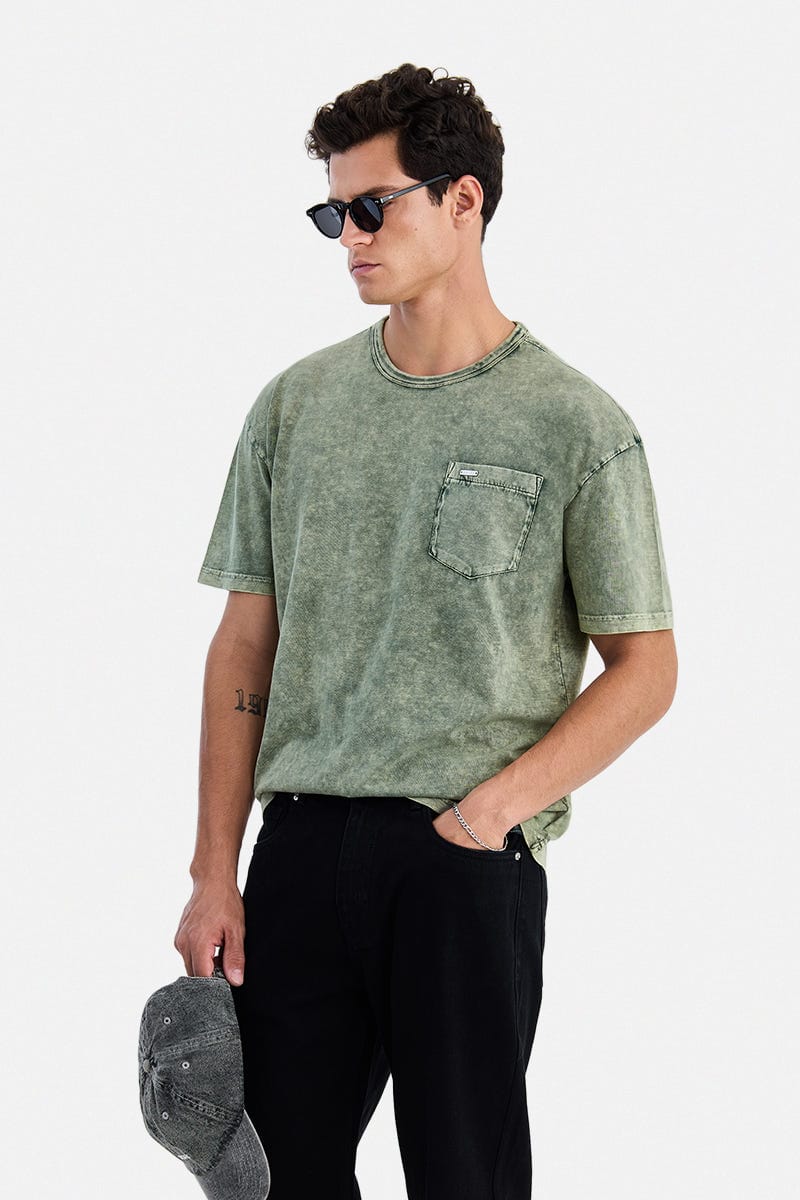 100% cotton Vintage Sage Pocket Tee
